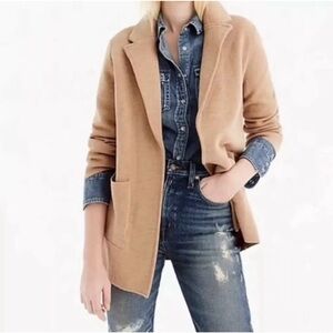 J Crew Sophie Camel Open Front Sweater Blazer